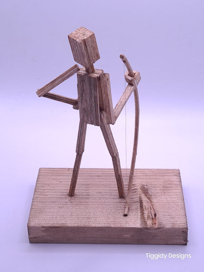 Archer  - Handcrafted Wooden Matchstick Figures - Gifts, Ornaments and Decor By Tiggidy Designs