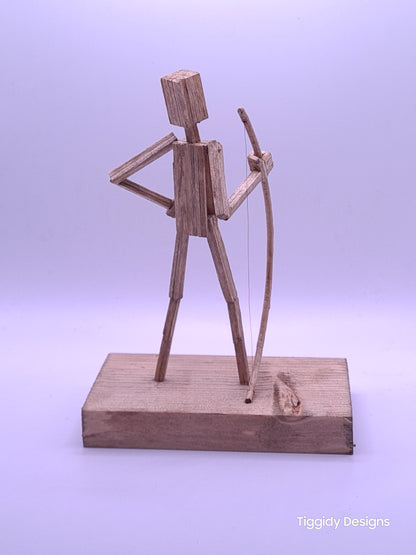 Archer  - Handcrafted Wooden Matchstick Figures - Gifts, Ornaments and Decor By Tiggidy Designs