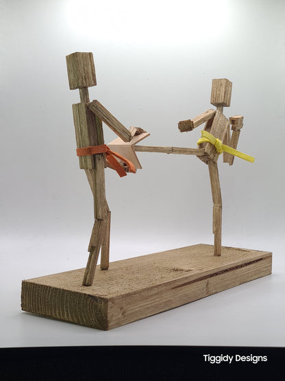 Breaking Board - The Kicker - Handcrafted Wooden Matchstick Figures - Gifts, Ornaments and Decor By Tiggidy Designs