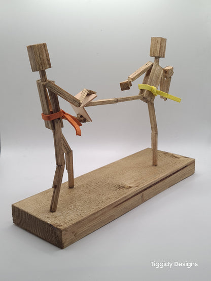 Breaking Board - The Kicker - Handcrafted Wooden Matchstick Figures - Gifts, Ornaments and Decor By Tiggidy Designs