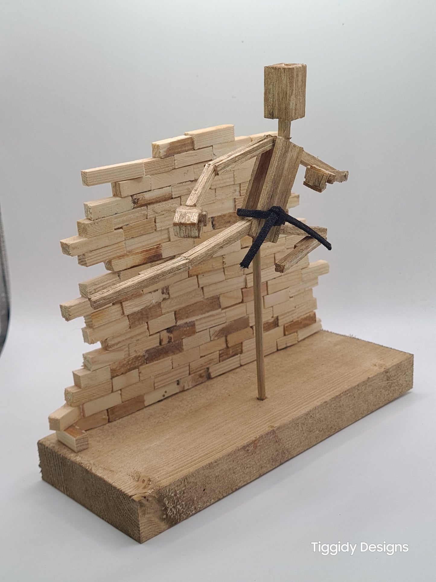 Flying Kick - Handcrafted Wooden Matchstick Figures - Gifts, Ornaments and Decor By Tiggidy Designs
