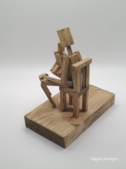 A Comfy Seat - Handcrafted Wooden Matchstick Figures - Gifts, Ornaments and Decor By Tiggidy Designs