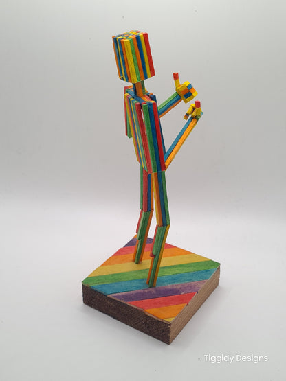 Rainbow Thumbs Up - Handcrafted Wooden Matchstick Figures - Gifts, Ornaments and Decor By Tiggidy Designs