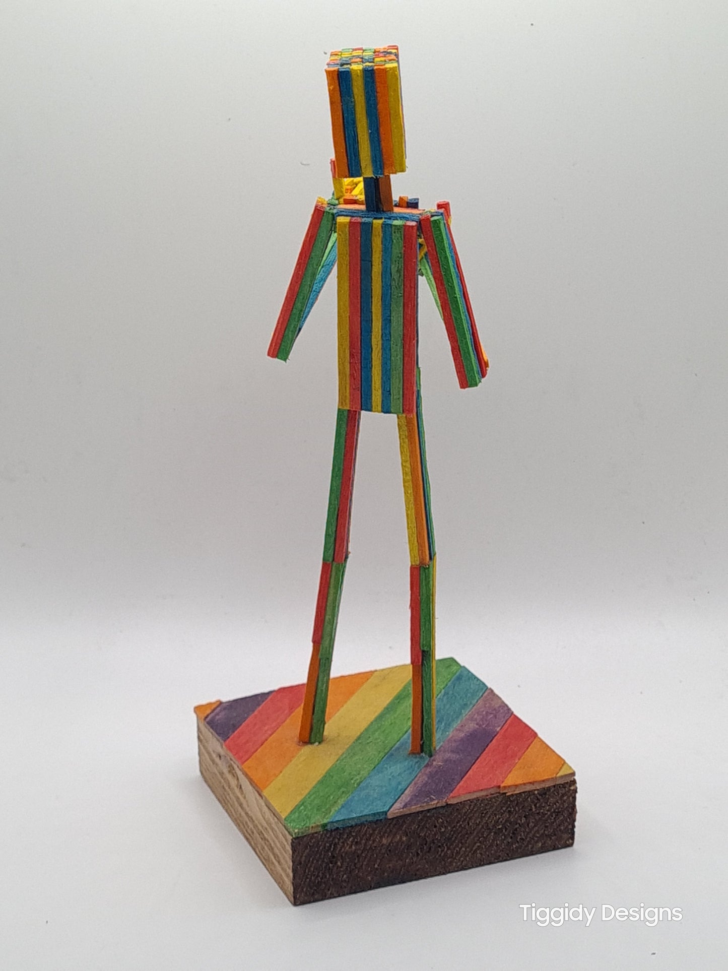Rainbow Thumbs Up - Handcrafted Wooden Matchstick Figures - Gifts, Ornaments and Decor By Tiggidy Designs