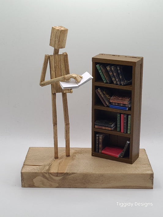 Book Lover - Handcrafted Wooden Matchstick Figures - Gifts, Ornaments and Decor By Tiggidy Designs