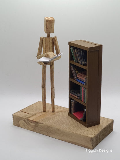 Book Lover - Handcrafted Wooden Matchstick Figures - Gifts, Ornaments and Decor By Tiggidy Designs