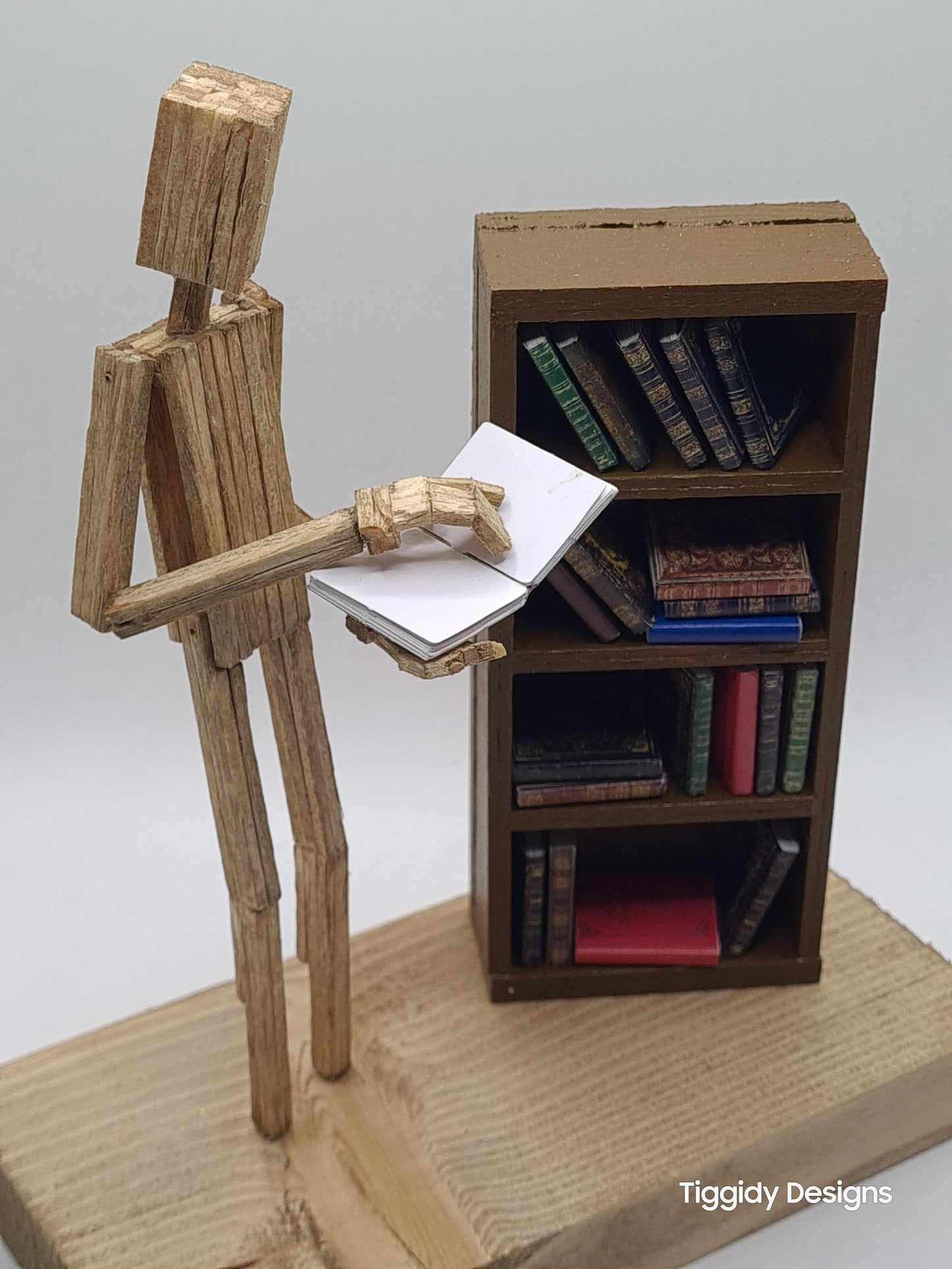 Book Lover - Handcrafted Wooden Matchstick Figures - Gifts, Ornaments and Decor By Tiggidy Designs