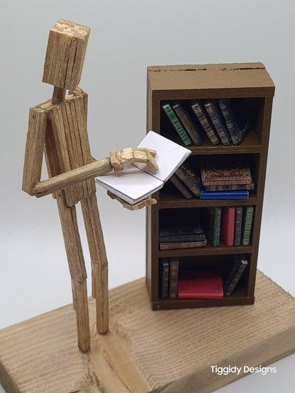 Book Lover - Handcrafted Wooden Matchstick Figures - Gifts, Ornaments and Decor By Tiggidy Designs