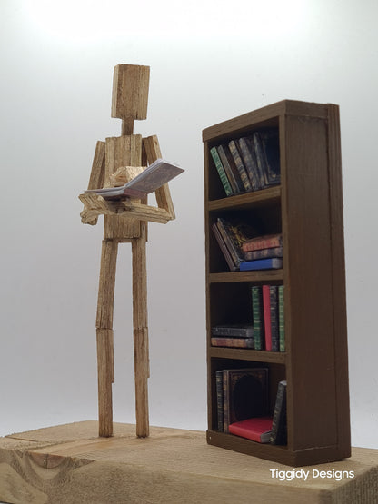 Book Lover - Handcrafted Wooden Matchstick Figures - Gifts, Ornaments and Decor By Tiggidy Designs