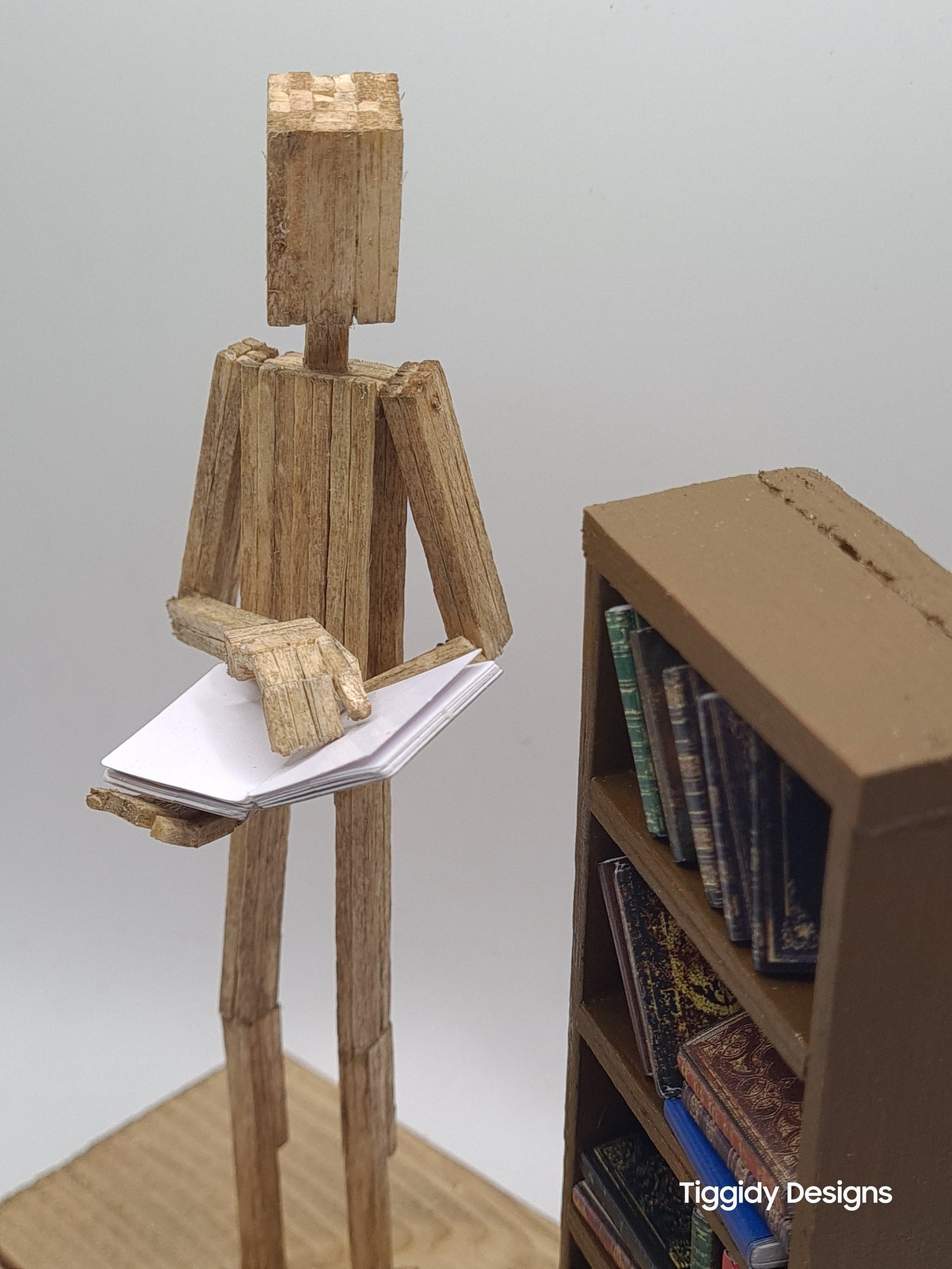 Book Lover - Handcrafted Wooden Matchstick Figures - Gifts, Ornaments and Decor By Tiggidy Designs