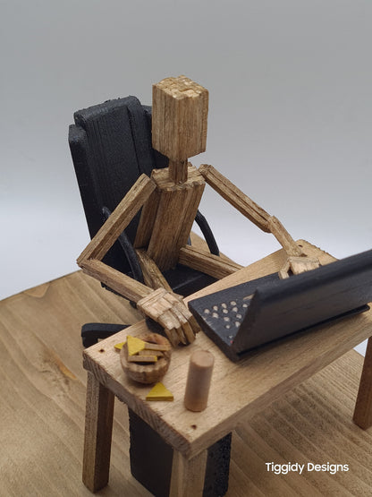 Laptop Gamer - Handcrafted Wooden Matchstick Figures - Gifts, Ornaments and Decor By Tiggidy Designs