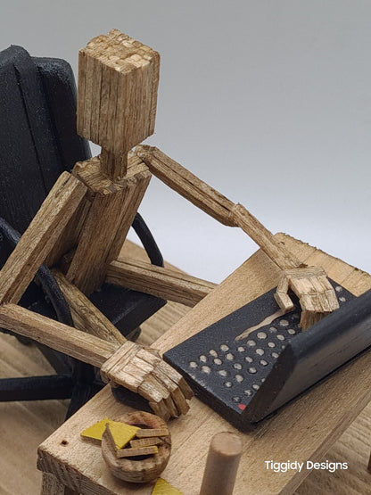 Laptop Gamer - Handcrafted Wooden Matchstick Figures - Gifts, Ornaments and Decor By Tiggidy Designs