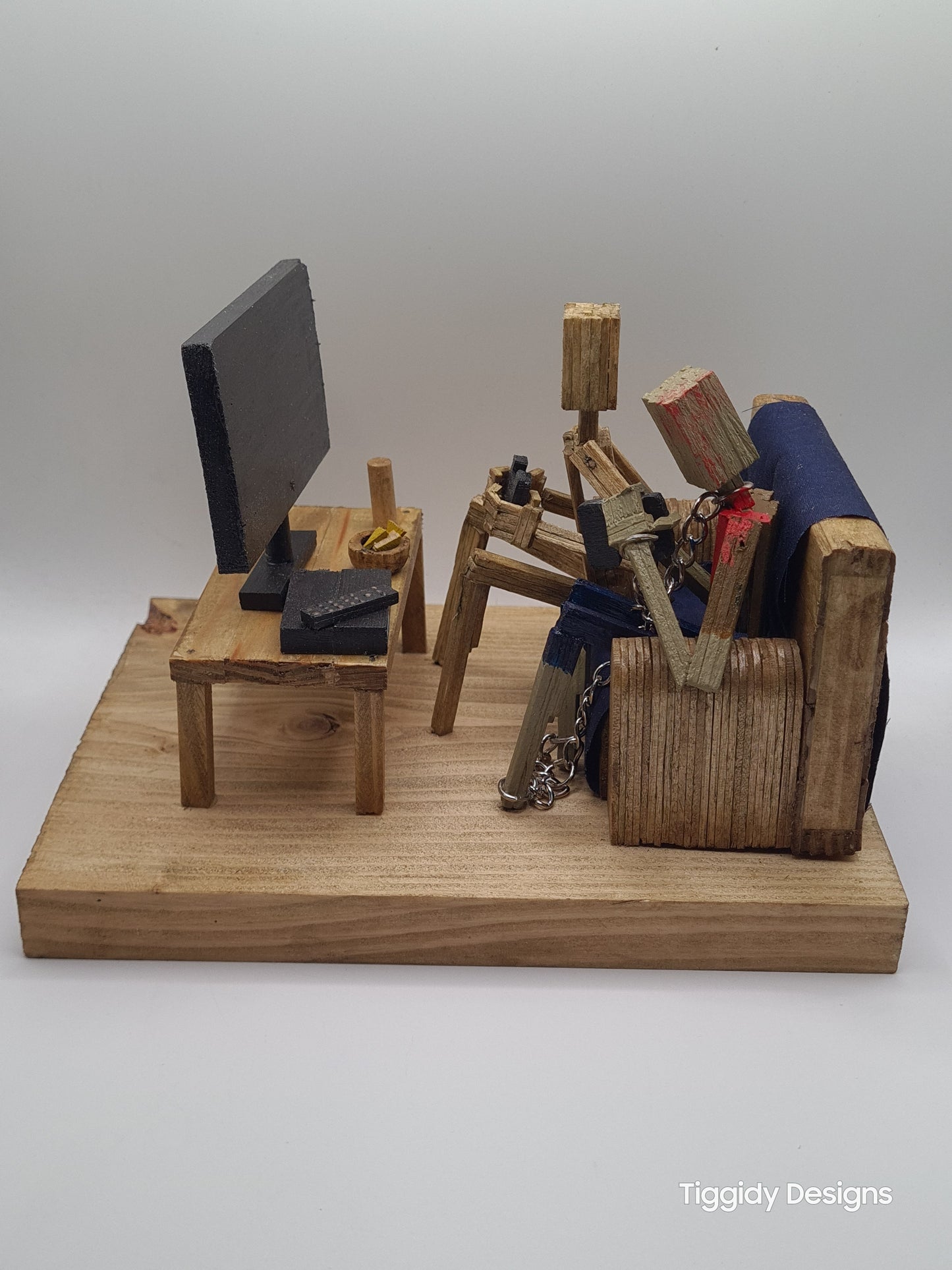 Shaun and Ed - Handcrafted Wooden Matchstick Figures - Gifts, Ornaments and Decor By Tiggidy Designs