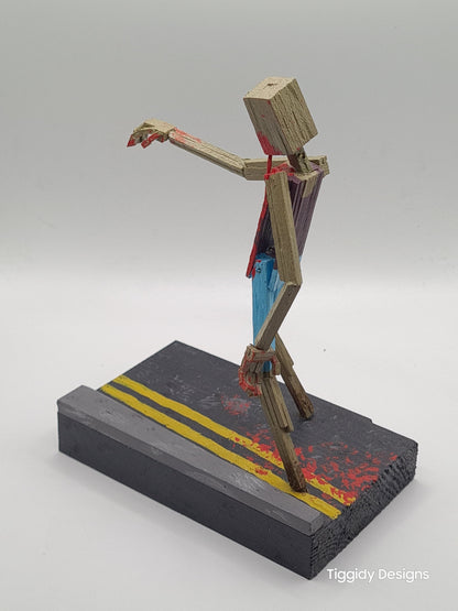 Roaming Zombie Three - Handcrafted Wooden Matchstick Figures - Gifts, Ornaments and Decor By Tiggidy Designs