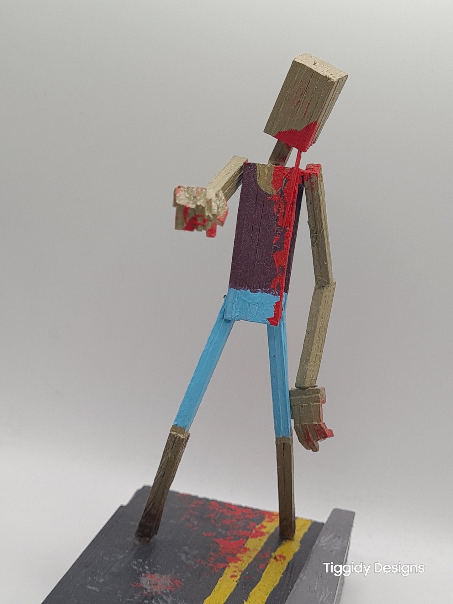 Roaming Zombie Three - Handcrafted Wooden Matchstick Figures - Gifts, Ornaments and Decor By Tiggidy Designs