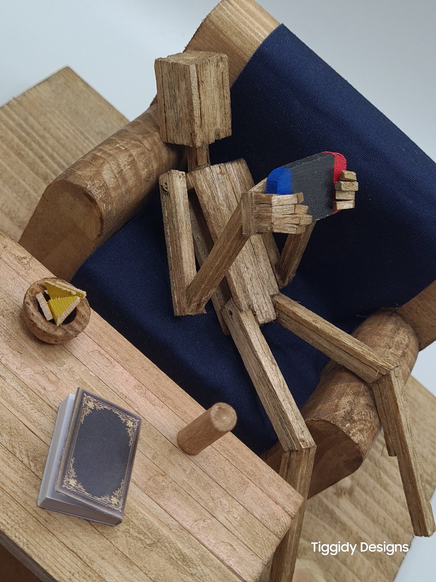 Lazing Handheld Gamer - Handcrafted Wooden Matchstick Figures - Gifts, Ornaments and Decor By Tiggidy Designs