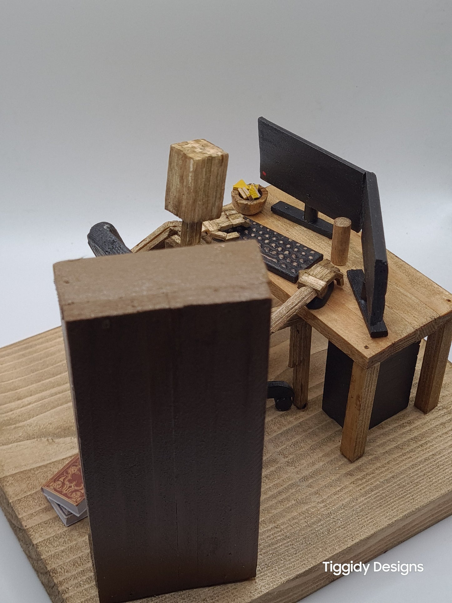 PC Gamer Dual Screen - Handcrafted Wooden Matchstick Figures - Gifts, Ornaments and Decor By Tiggidy Designs