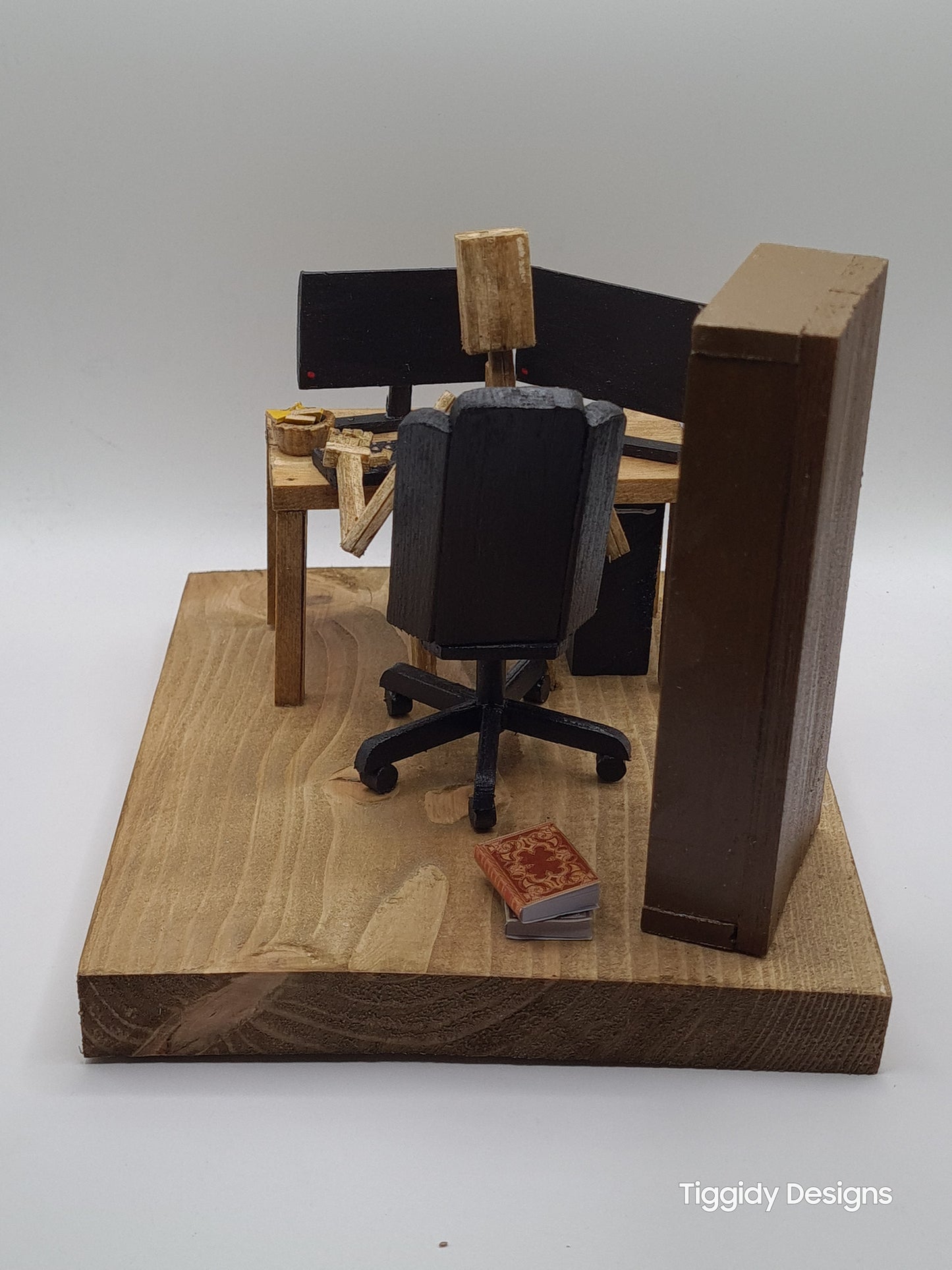 PC Gamer Dual Screen - Handcrafted Wooden Matchstick Figures - Gifts, Ornaments and Decor By Tiggidy Designs