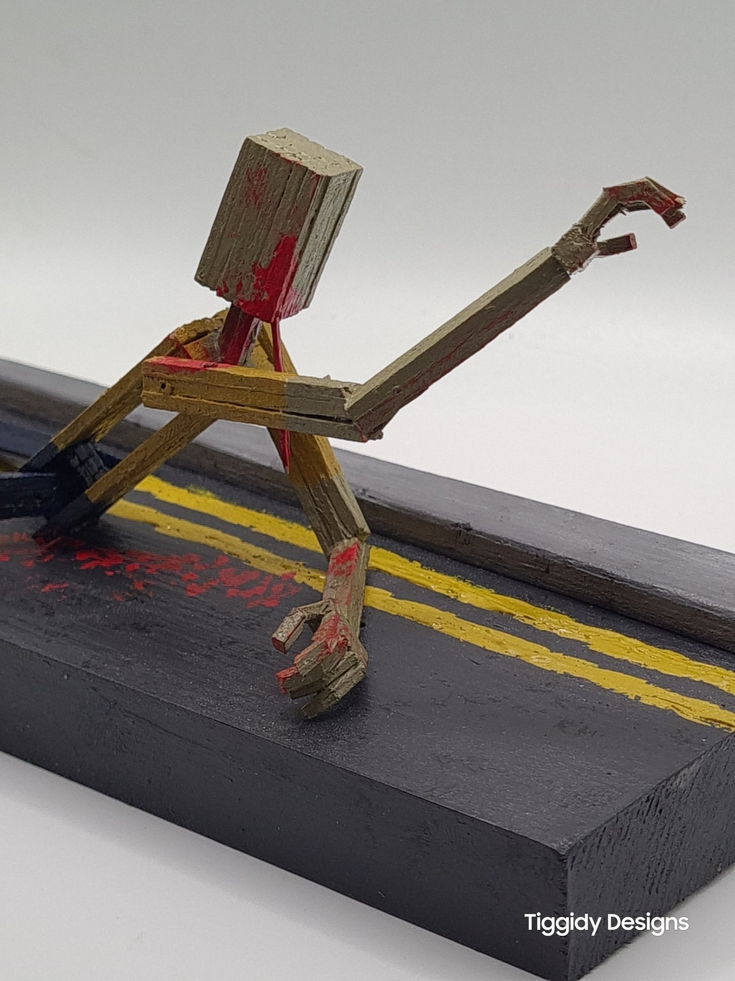 Broken Leg Zombie -  Handcrafted Wooden Matchstick Figures - Gifts, Ornaments and Decor By Tiggidy Designs