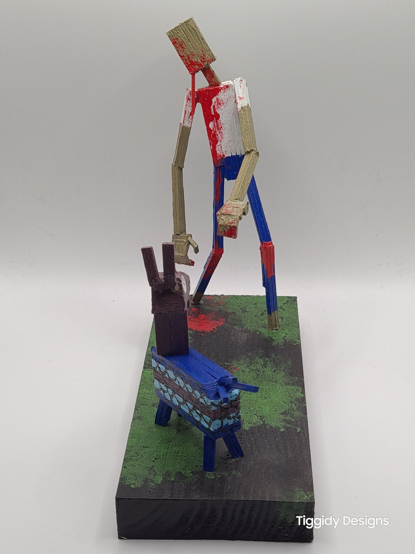 Zombie Vs Loot Llama One-  Handcrafted Wooden Matchstick Figures - Gifts, Ornaments and Decor By Tiggidy Designs