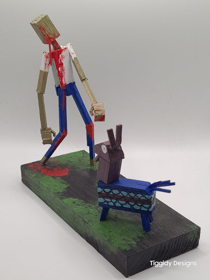 Zombie Vs Loot Llama One-  Handcrafted Wooden Matchstick Figures - Gifts, Ornaments and Decor By Tiggidy Designs