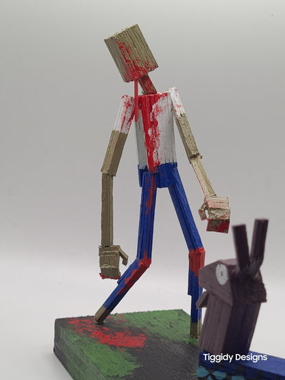 Zombie Vs Loot Llama One-  Handcrafted Wooden Matchstick Figures - Gifts, Ornaments and Decor By Tiggidy Designs