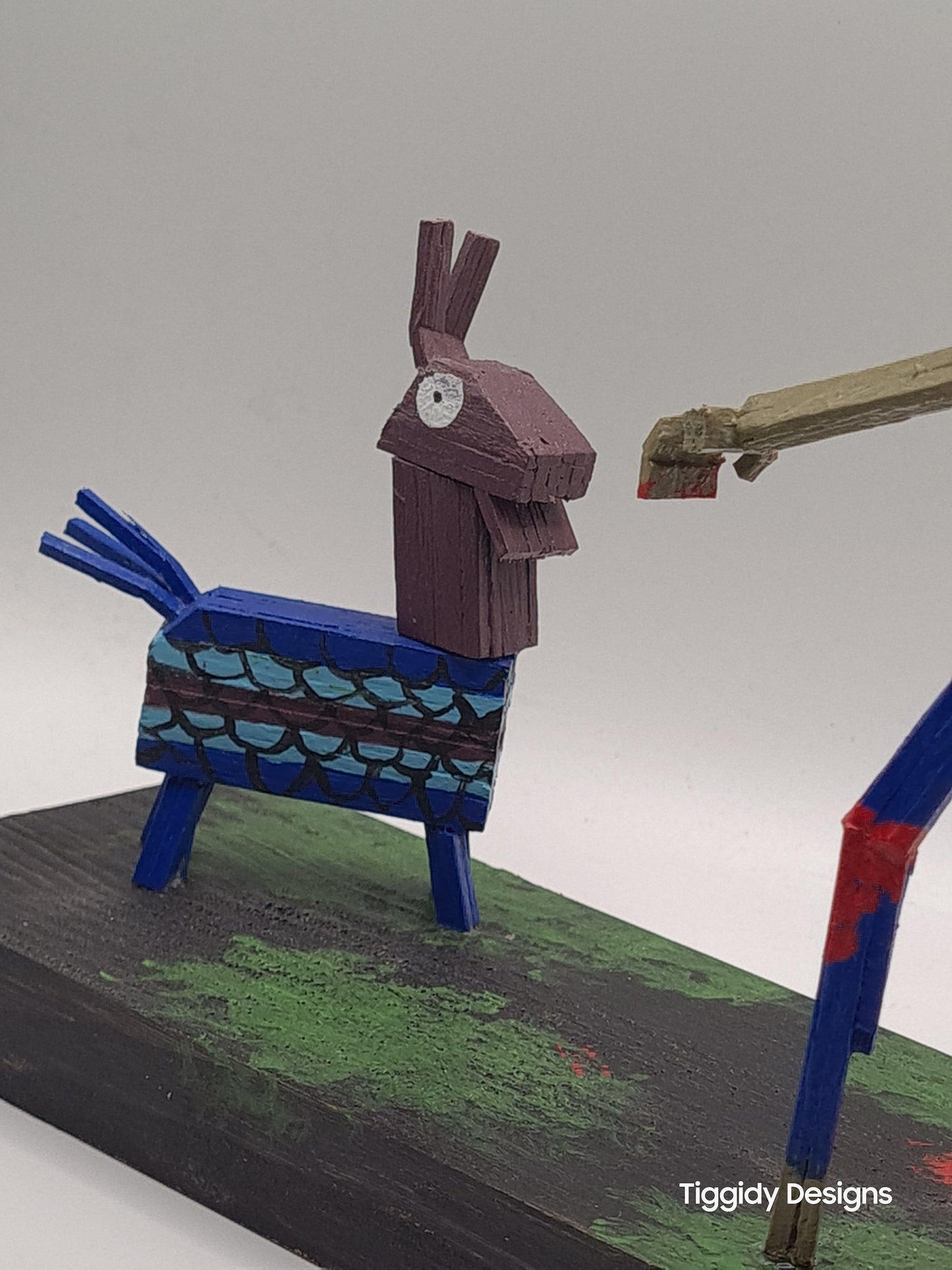 Zombie Vs Loot Llama One-  Handcrafted Wooden Matchstick Figures - Gifts, Ornaments and Decor By Tiggidy Designs