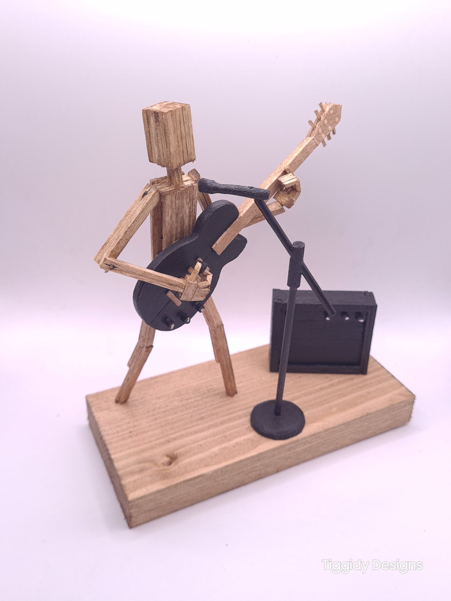 Ready To Rock On The Mic! - Handcrafted Wooden Matchstick Figures - Gifts, Ornaments and Decor By Tiggidy Designs