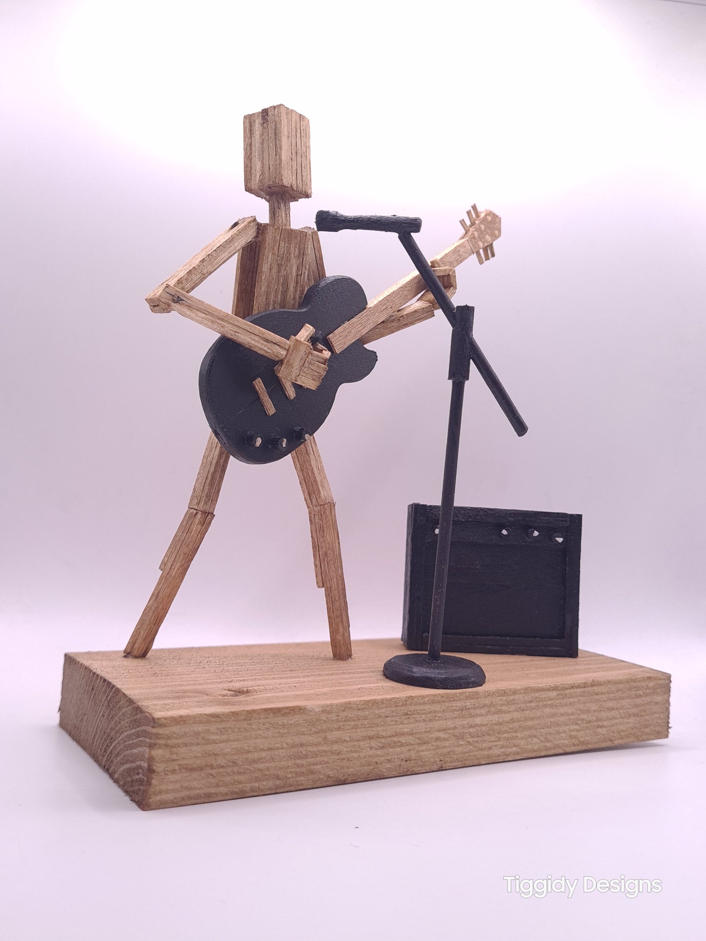 Ready To Rock On The Mic! - Handcrafted Wooden Matchstick Figures - Gifts, Ornaments and Decor By Tiggidy Designs