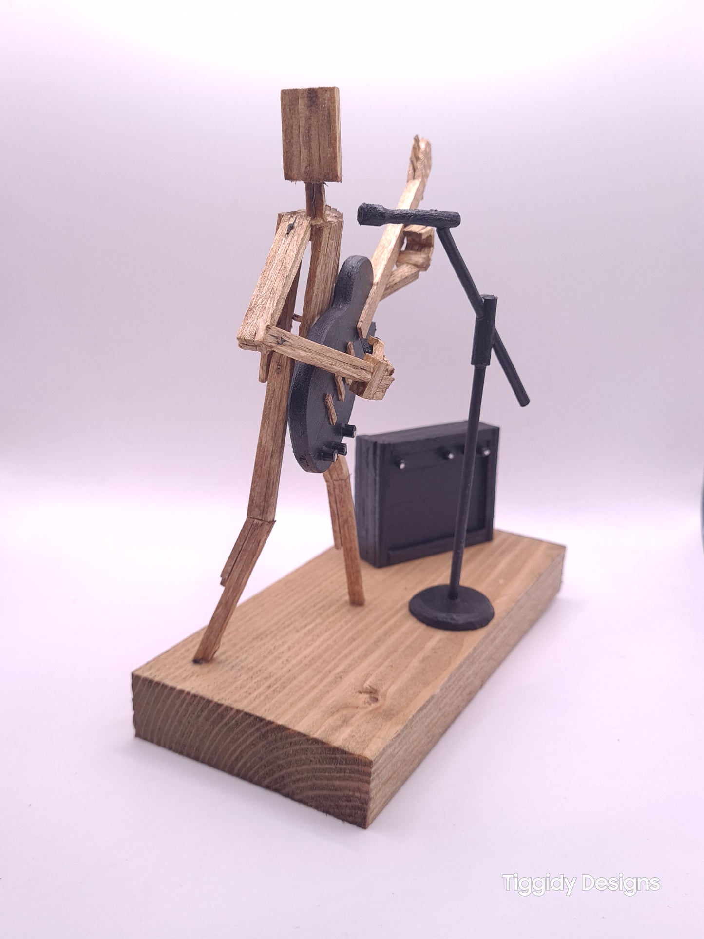 Ready To Rock On The Mic! - Handcrafted Wooden Matchstick Figures - Gifts, Ornaments and Decor By Tiggidy Designs