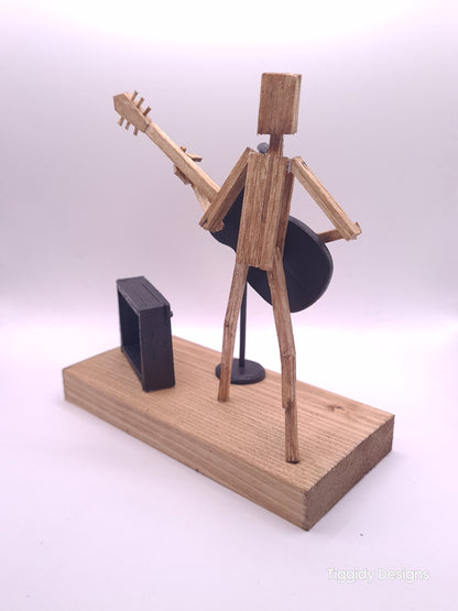 Ready To Rock On The Mic! - Handcrafted Wooden Matchstick Figures - Gifts, Ornaments and Decor By Tiggidy Designs