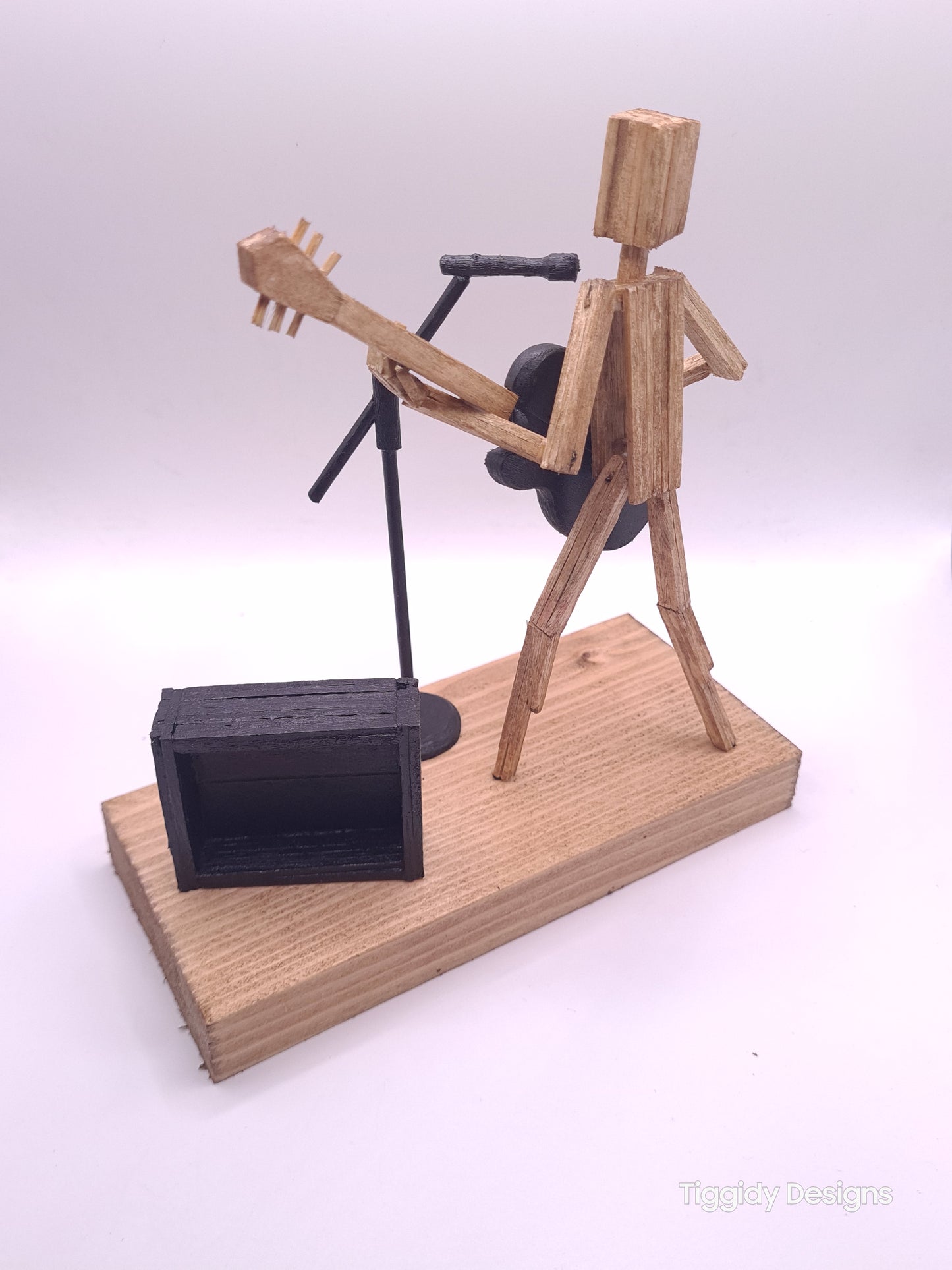 Ready To Rock On The Mic! - Handcrafted Wooden Matchstick Figures - Gifts, Ornaments and Decor By Tiggidy Designs