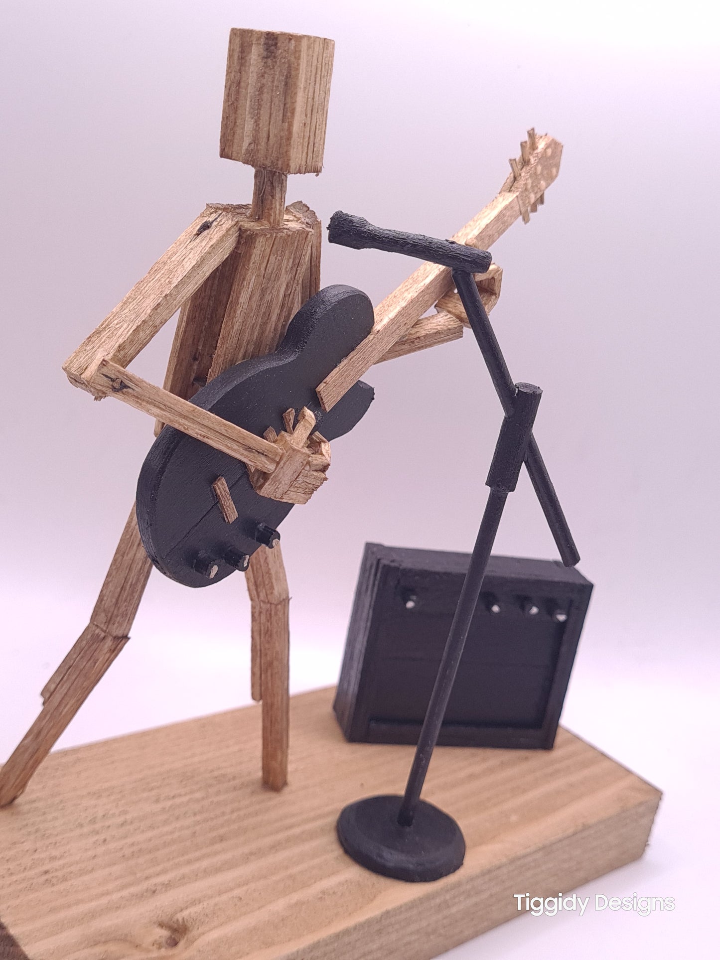 Ready To Rock On The Mic! - Handcrafted Wooden Matchstick Figures - Gifts, Ornaments and Decor By Tiggidy Designs