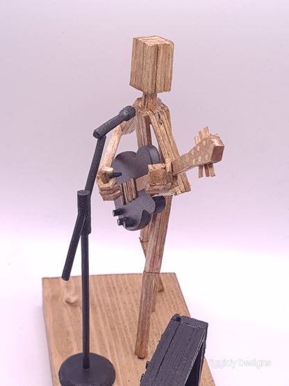 Ready To Rock On The Mic! - Handcrafted Wooden Matchstick Figures - Gifts, Ornaments and Decor By Tiggidy Designs