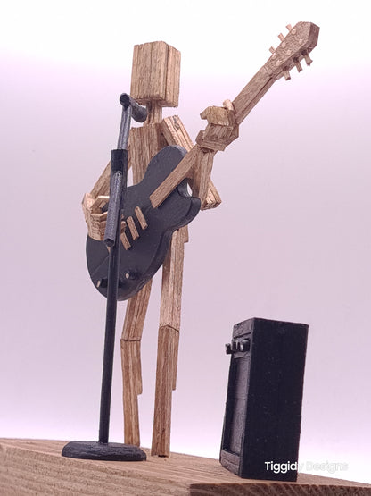 Ready To Rock On The Mic! - Handcrafted Wooden Matchstick Figures - Gifts, Ornaments and Decor By Tiggidy Designs