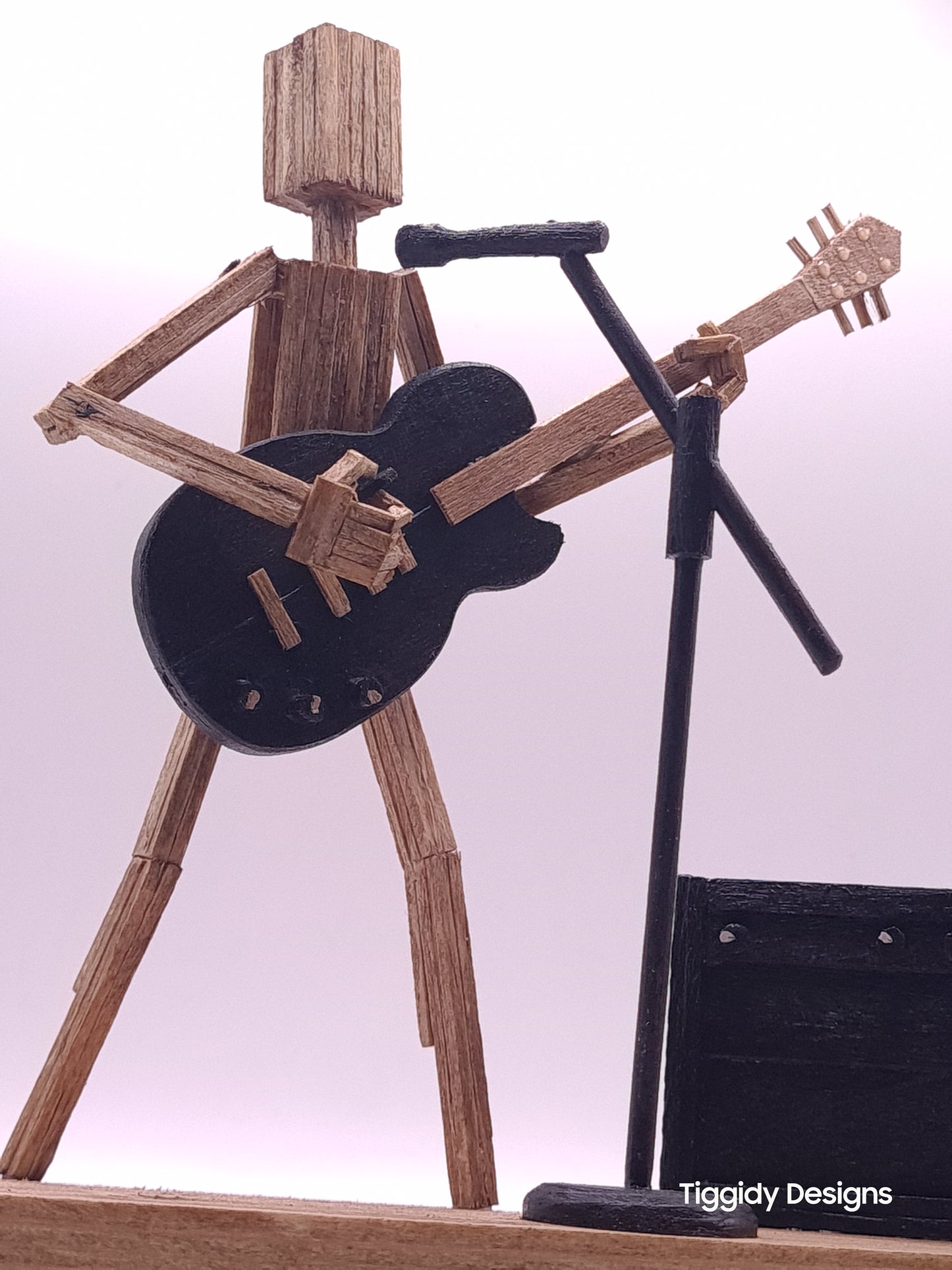 Ready To Rock On The Mic! - Handcrafted Wooden Matchstick Figures - Gifts, Ornaments and Decor By Tiggidy Designs