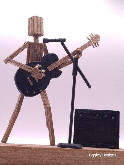 Ready To Rock On The Mic! - Handcrafted Wooden Matchstick Figures - Gifts, Ornaments and Decor By Tiggidy Designs