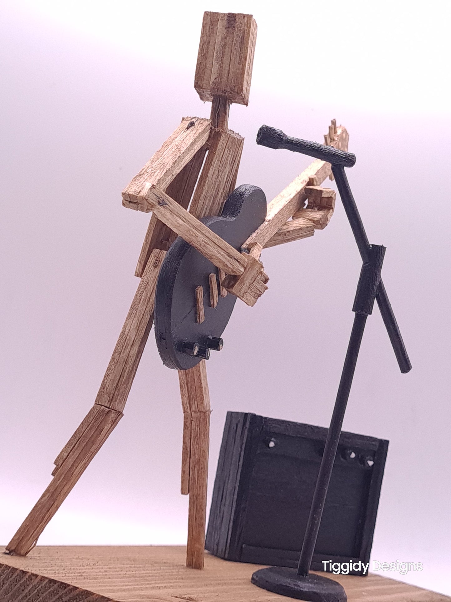 Ready To Rock On The Mic! - Handcrafted Wooden Matchstick Figures - Gifts, Ornaments and Decor By Tiggidy Designs