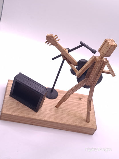 Ready To Rock On The Mic! - Handcrafted Wooden Matchstick Figures - Gifts, Ornaments and Decor By Tiggidy Designs