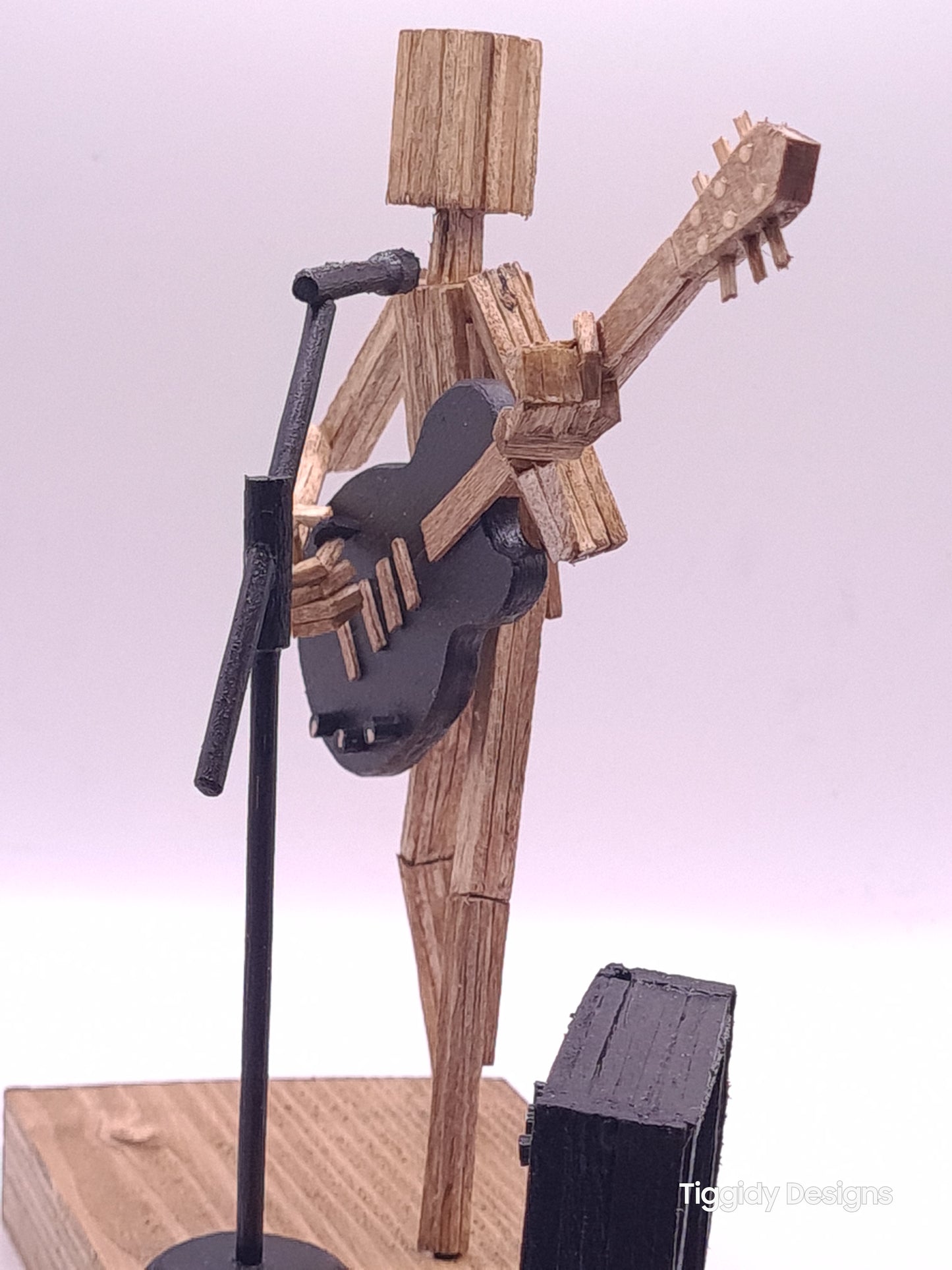 Ready To Rock On The Mic! - Handcrafted Wooden Matchstick Figures - Gifts, Ornaments and Decor By Tiggidy Designs