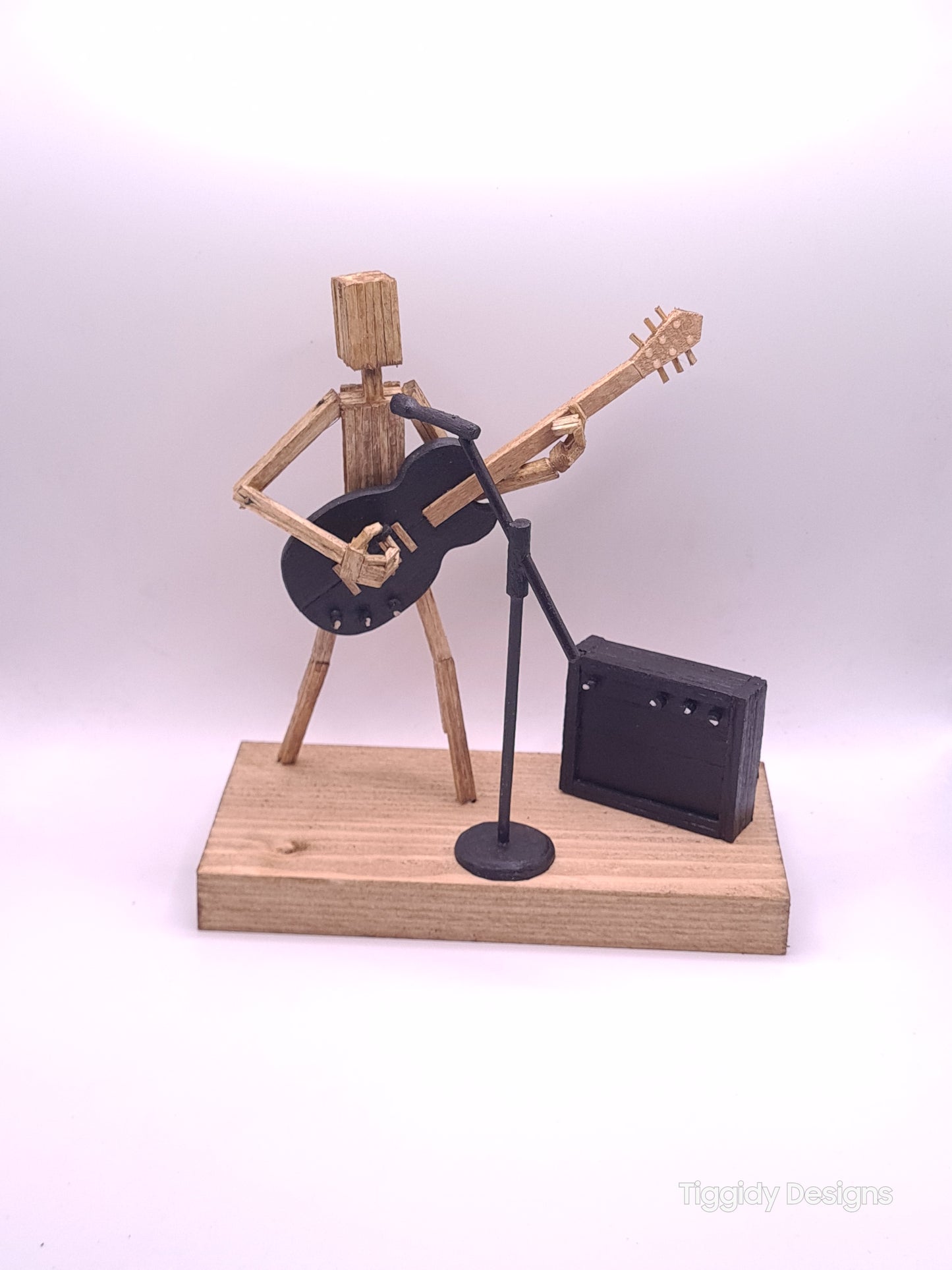 Ready To Rock On The Mic! - Handcrafted Wooden Matchstick Figures - Gifts, Ornaments and Decor By Tiggidy Designs