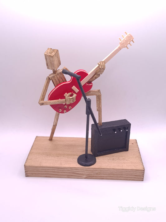 Raise Ya Leg For Rock On The Mic - Handcrafted Wooden Matchstick Figures - Gifts, Ornaments and Decor By Tiggidy Designs