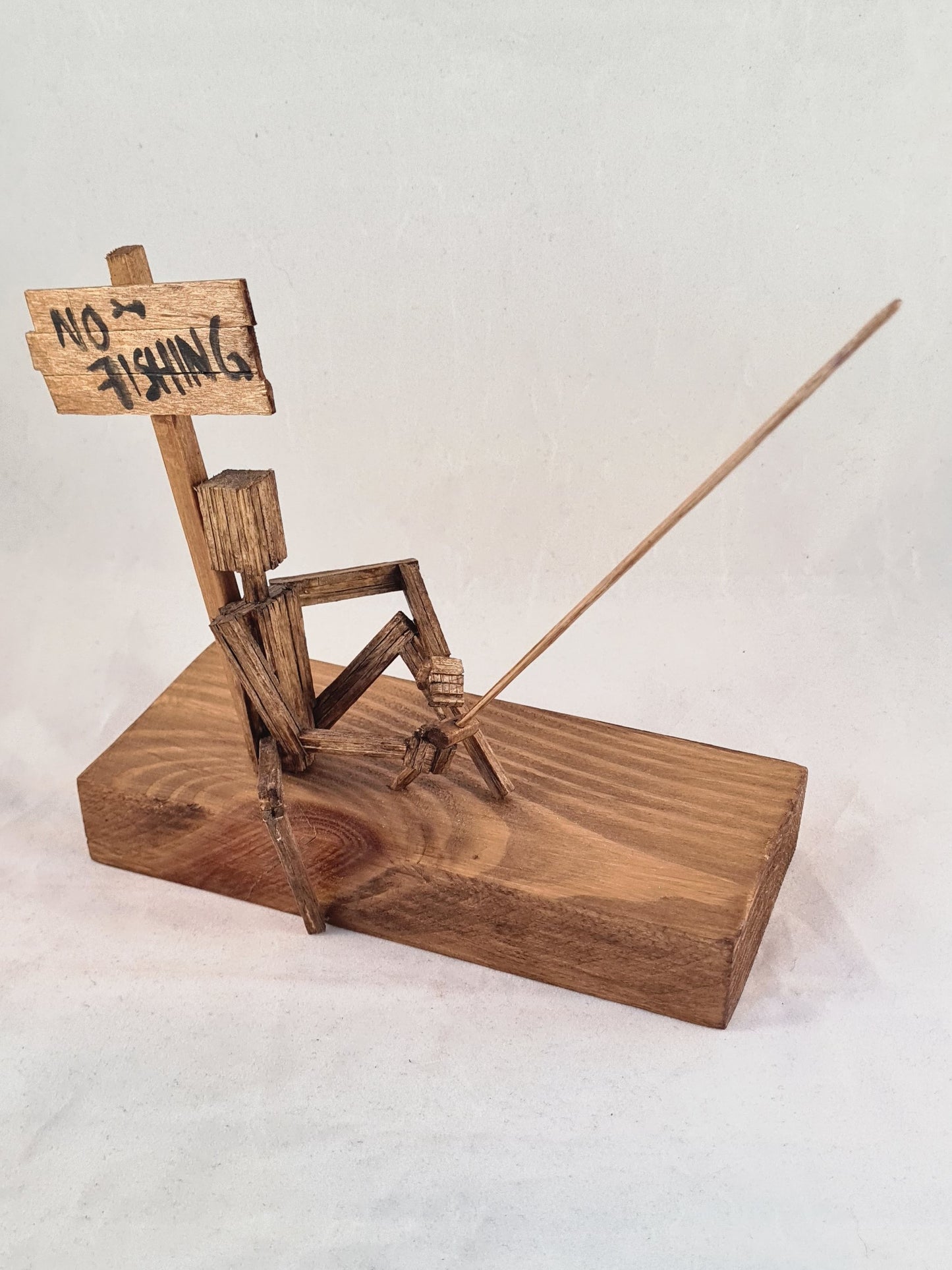 No Fishing - Handcrafted Wooden Matchstick Figures - Gifts, Ornaments and Decor By Tiggidy Designs