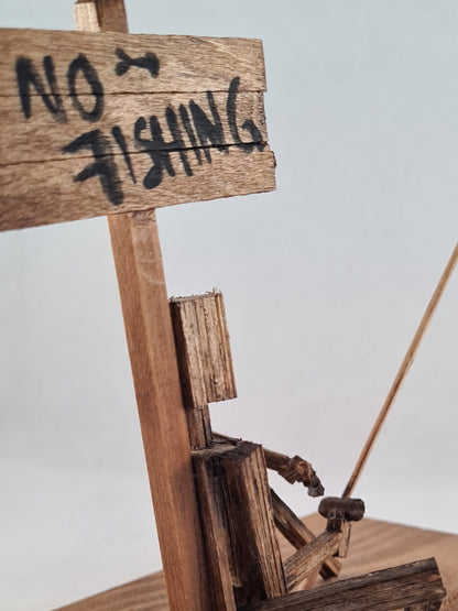 No Fishing - Handcrafted Wooden Matchstick Figures - Gifts, Ornaments and Decor By Tiggidy Designs
