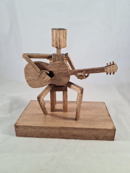 Acoustic Guitar Jam Session - Handcrafted Wooden Matchstick Figures - Gifts, Ornaments and Decor By Tiggidy Designs