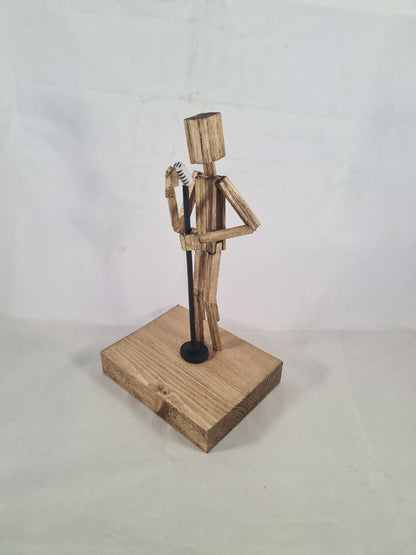 Tigman On The Mic! - Handcrafted Wooden Matchstick Figures - Gifts, Ornaments and Decor By Tiggidy Designs